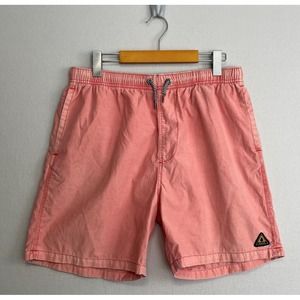 LRG Lifted Research Group Mens Swim Shorts Size L Pink Park Lagoon Elastic Waist